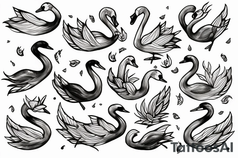 swan in minimalistic design tattoo idea