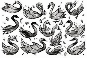swan in minimalistic design tattoo idea