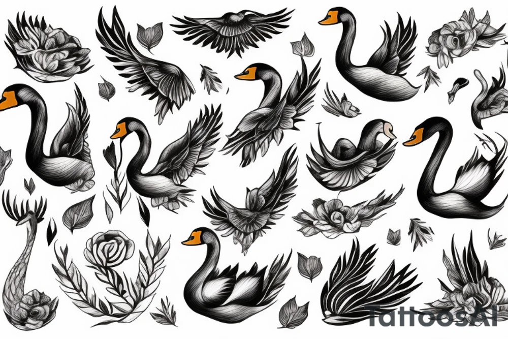 swan in minimalistic design tattoo idea