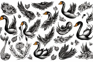 swan in minimalistic design tattoo idea