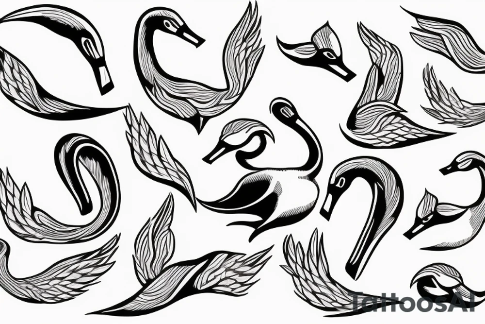 swan in minimalistic design tattoo idea