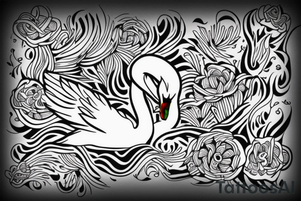 swan in minimalistic design tattoo idea