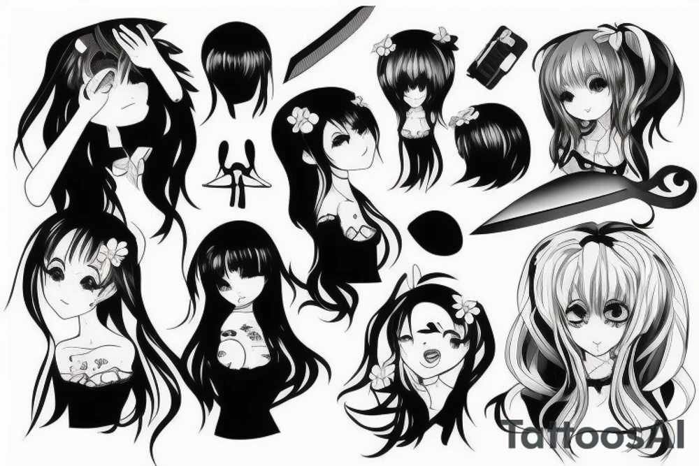 anime girl with knife tattoo idea