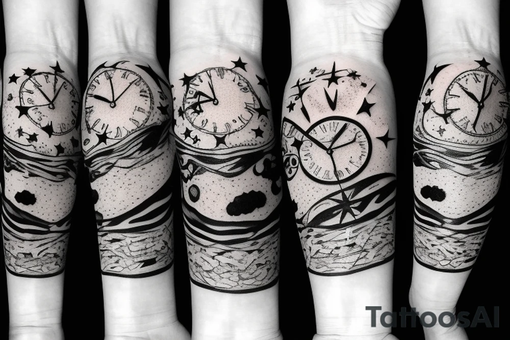 sand clock with stars tattoo idea