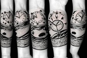 sand clock with stars tattoo idea
