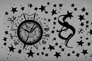 sand clock with stars tattoo idea