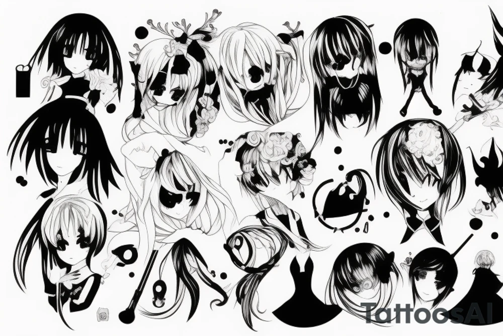 anime girl murder tattoo idea