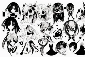 anime girl murder tattoo idea