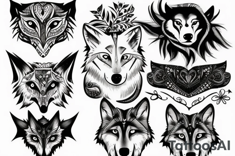 wolf with moon tattoo idea