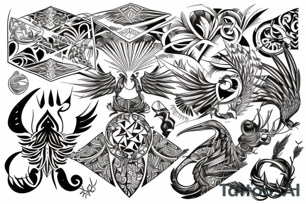 phoenix ornamental tattoo idea