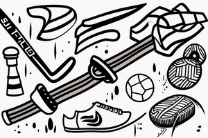 hockey Stick on it there are more sports: swimming, soccer and running tattoo idea