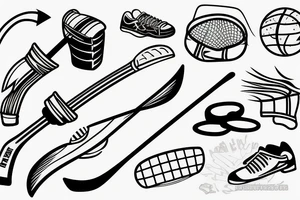 hockey Stick on it there are more sports: swimming, soccer and running tattoo idea