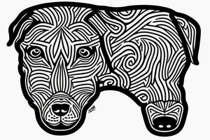 Dog's head like dobermann pitbull Staffordshire Bull Terrier
Only linework bold black lines tattoo idea
