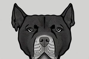 Dog's head like dobermann pitbull Staffordshire Bull Terrier
Only linework bold black lines tattoo idea