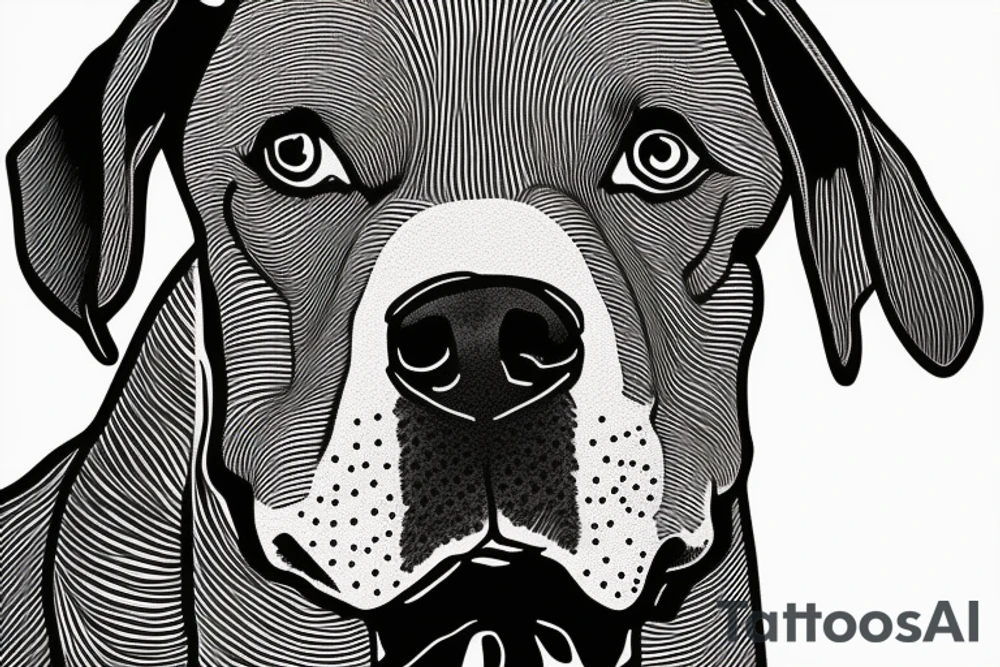 Dog's head like doberman pitbull Staffordshire Bull Terrier
Only line, no shading tattoo idea