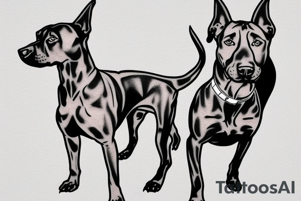 Dog's head like doberman pitbull Staffordshire Bull Terrier
Only line, no shading tattoo idea