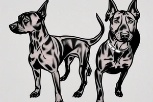Dog's head like doberman pitbull Staffordshire Bull Terrier
Only line, no shading tattoo idea