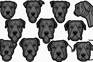 Dog's head like doberman, pitbull, Staffordshire Bull Terrier,
linework tattoo idea