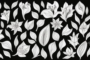 Lilies, leaves, floral tattoo idea