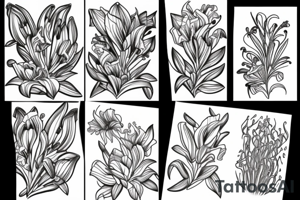 Lilies, lines tattoo idea