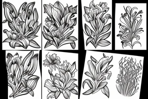 Lilies, lines tattoo idea