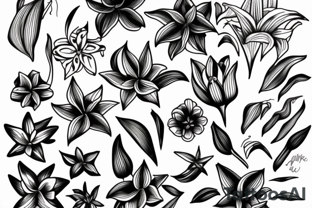 Lilies, lines tattoo idea
