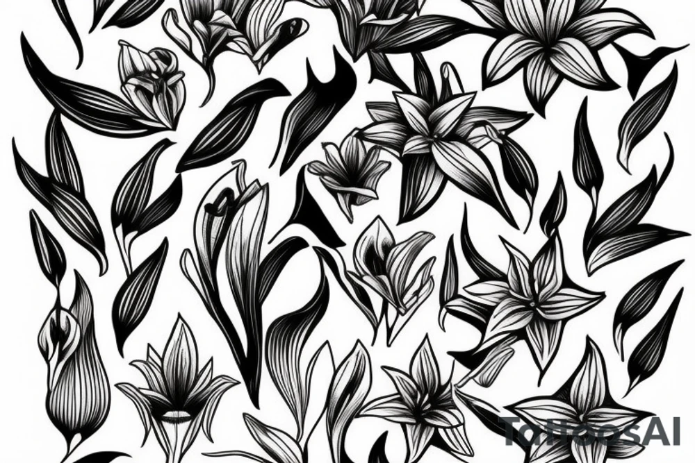 Lilies, lines tattoo idea