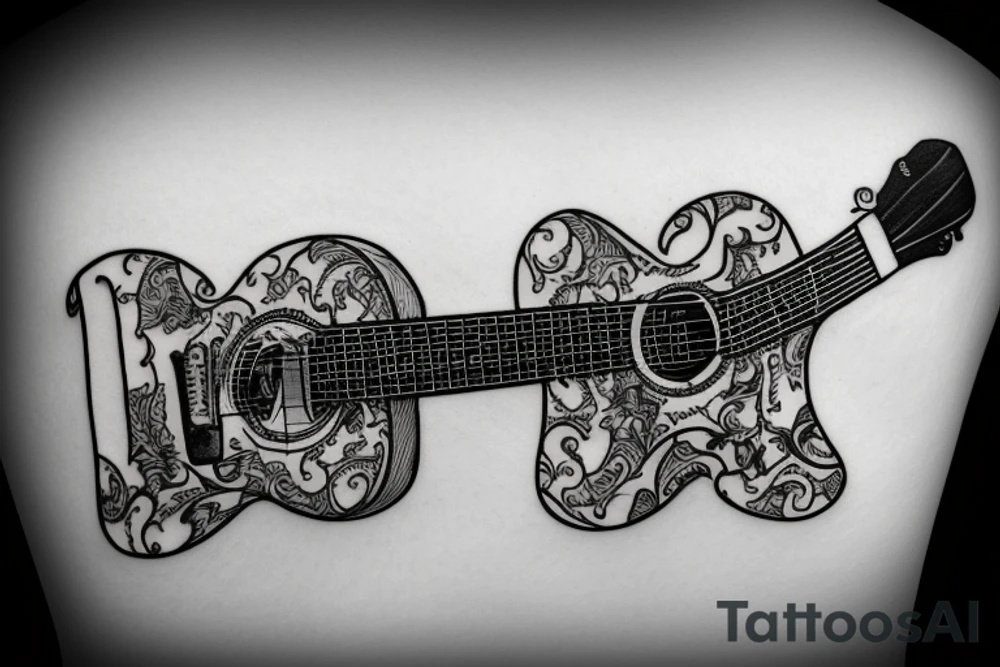 guitar and a bull tattoo idea