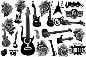 guitar and a bull tattoo idea