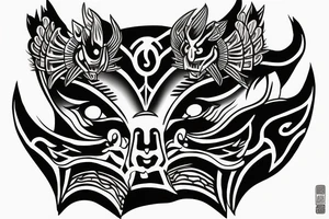 Oni mask full back for men tattoo idea