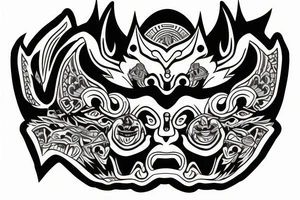 Oni mask full back for men tattoo idea
