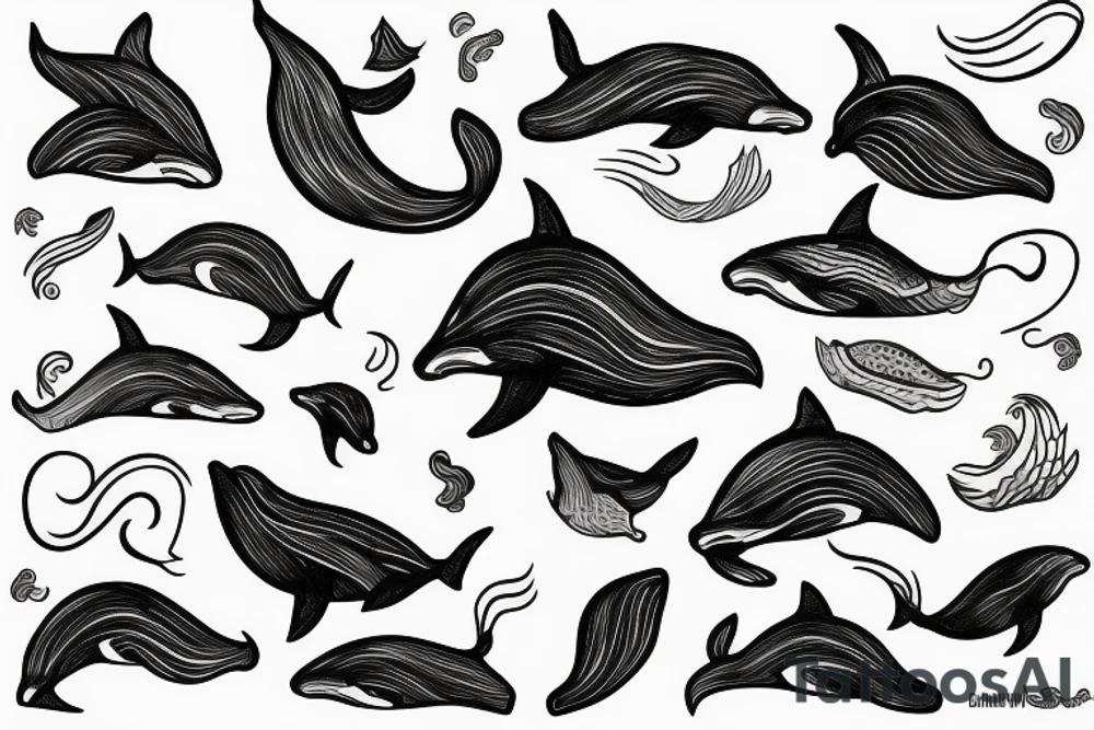 whale, waves tattoo idea