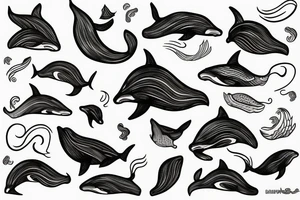 whale, waves tattoo idea