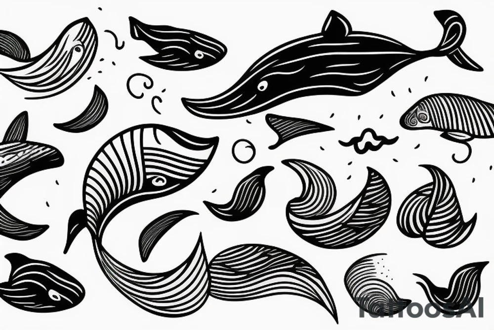 whale, waves tattoo idea