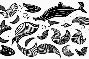 whale, waves tattoo idea