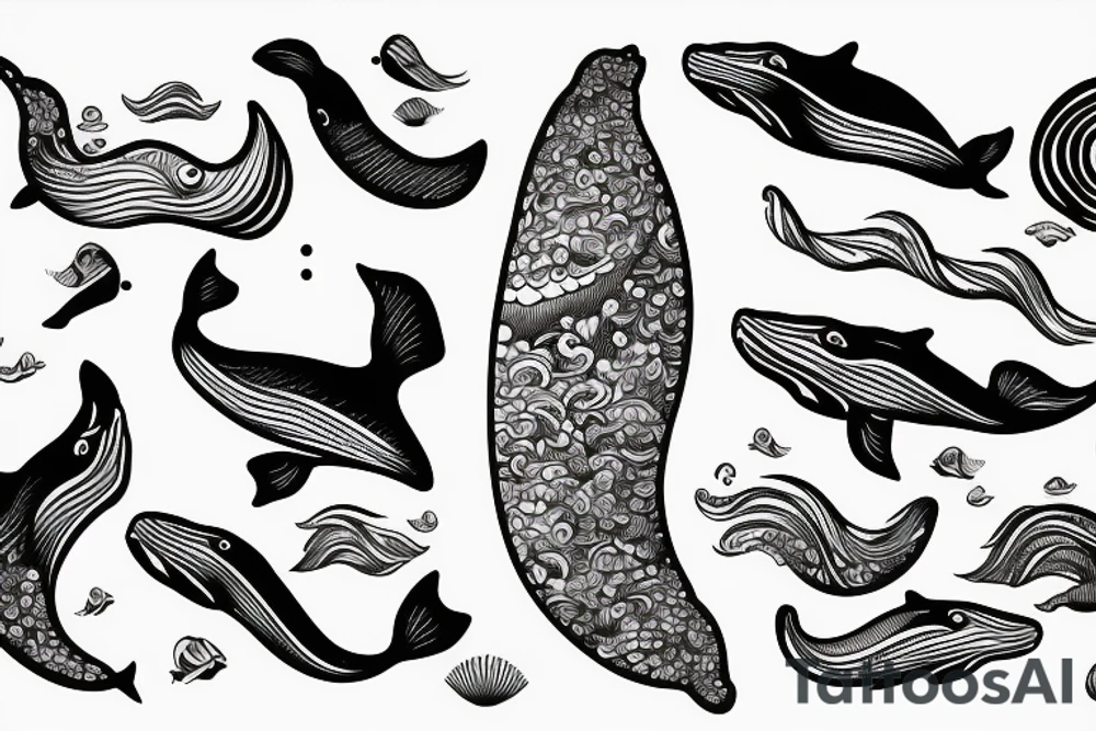 whale, waves tattoo idea