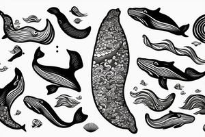 whale, waves tattoo idea