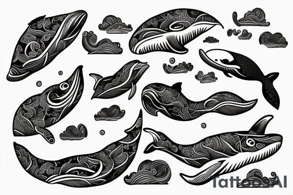 whale, waves tattoo idea