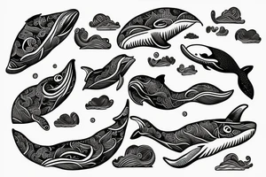 whale, waves tattoo idea