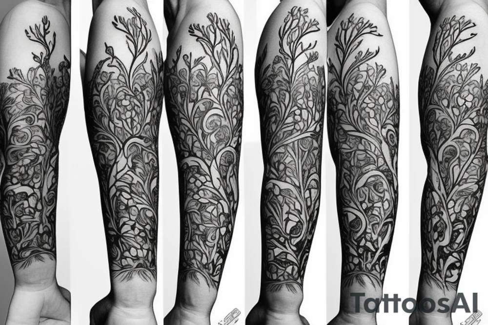 Floral and tree design for vertical placement, inside forearm. tattoo idea