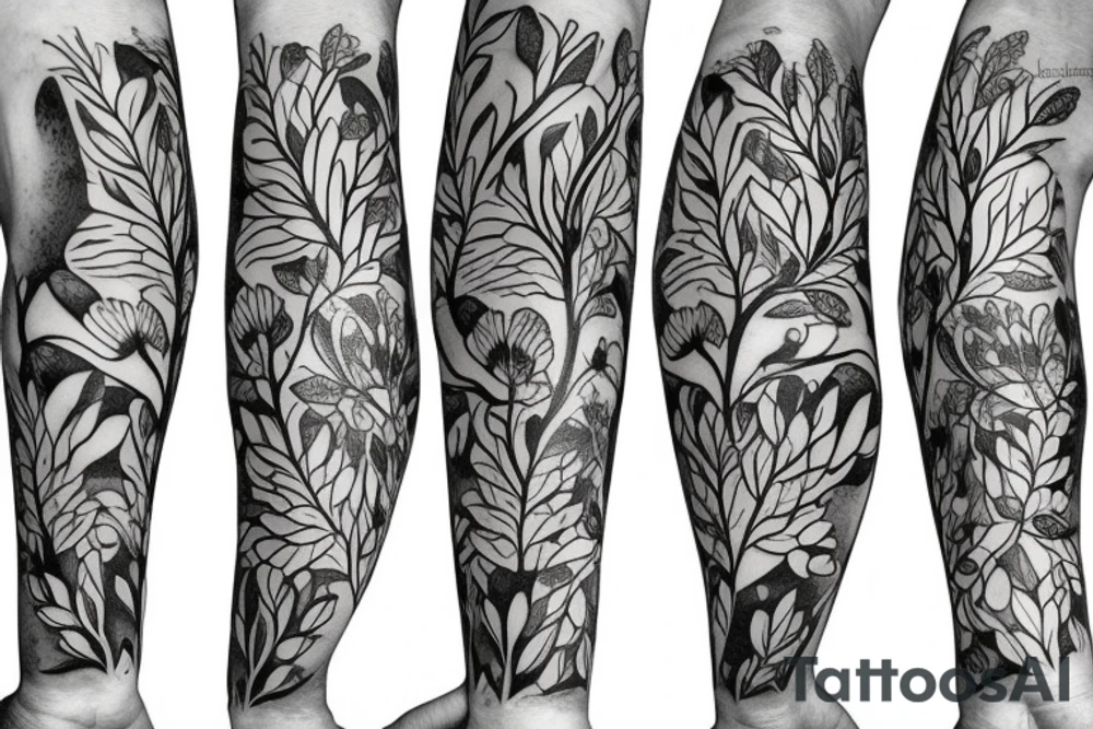 Floral and tree design for vertical placement, inside forearm. tattoo idea