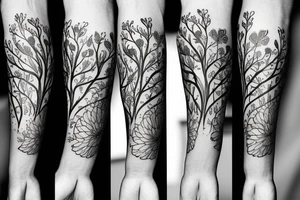 Floral and tree design for vertical placement, inside forearm. tattoo idea