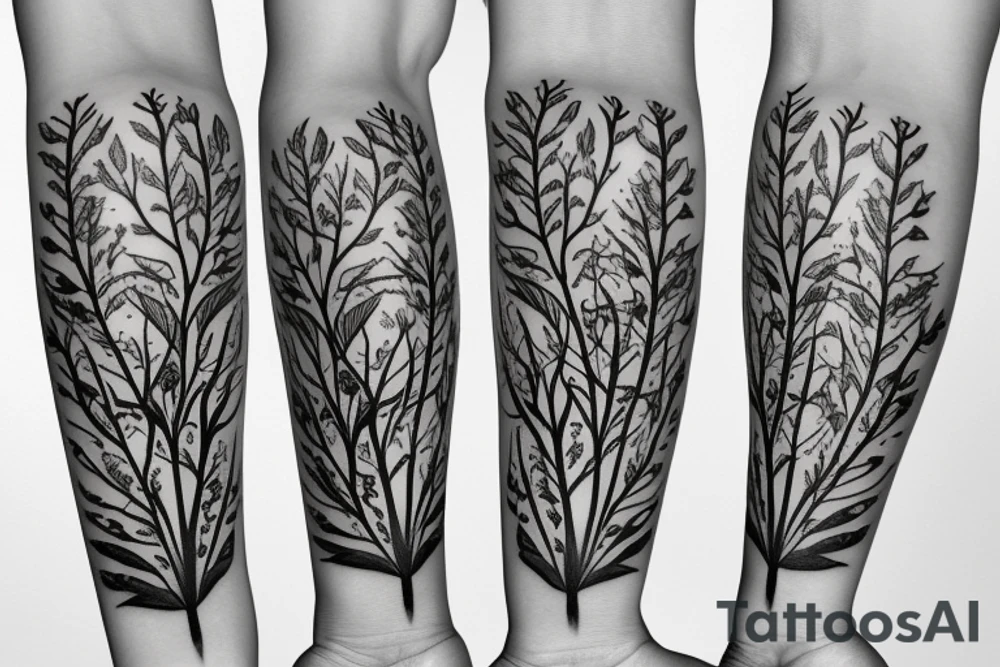 Floral and tree design for vertical placement, inside forearm. tattoo idea