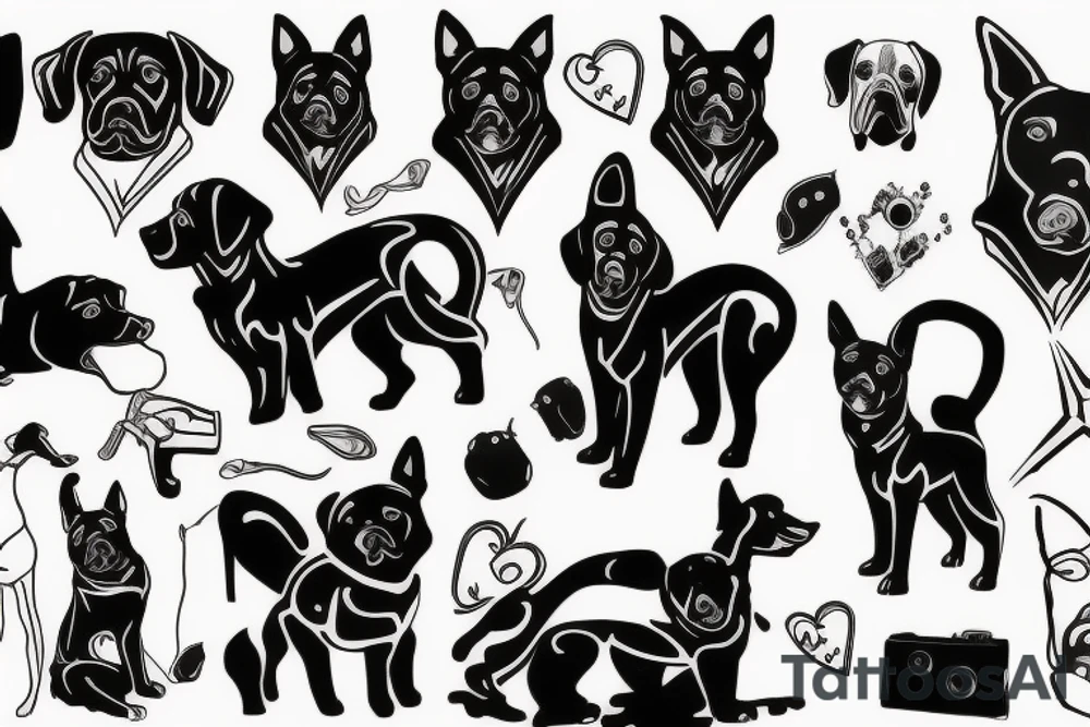 Black latex dog tattoo idea