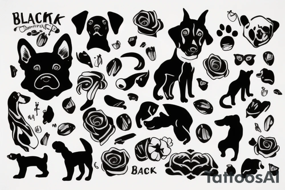 Black latex dog tattoo idea