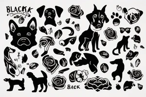 Black latex dog tattoo idea