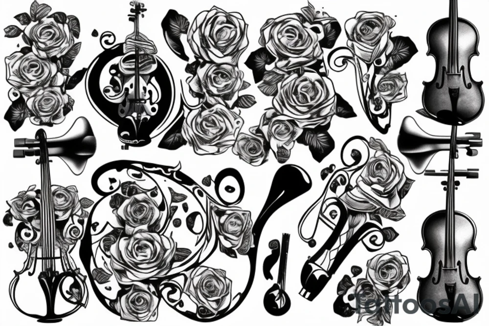 Violin with roses tattoo idea