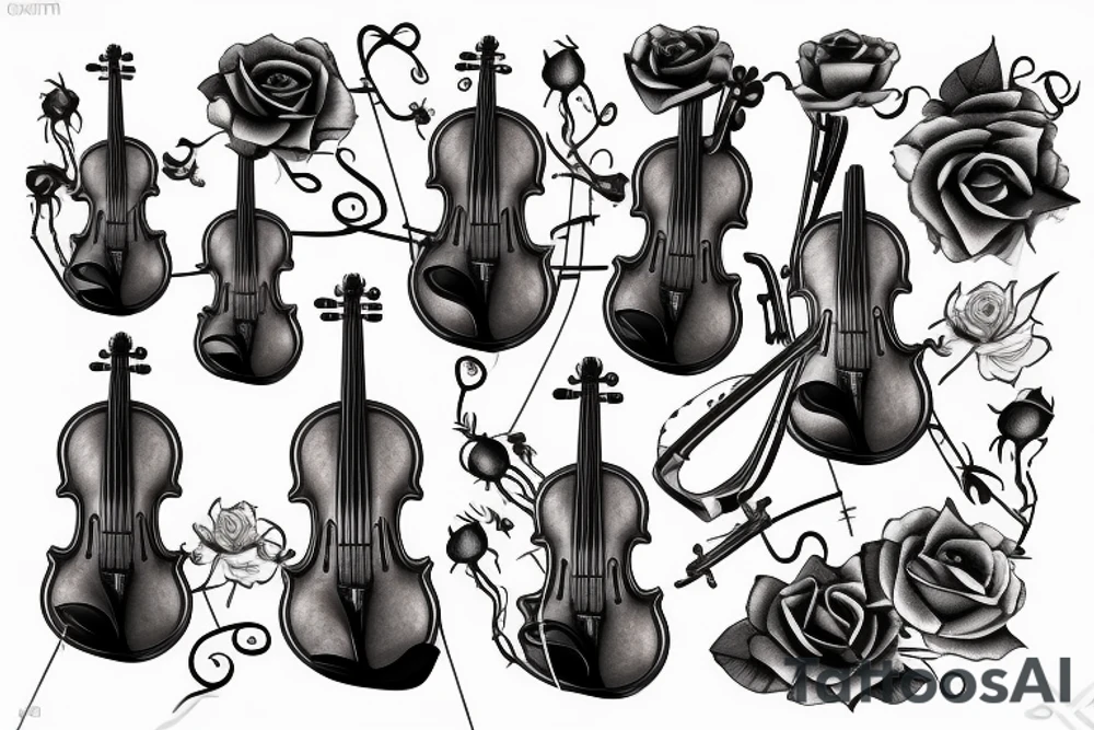 Violin with roses tattoo idea