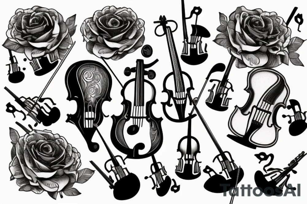 Violin made from roses tattoo idea