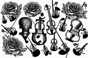 Violin made from roses tattoo idea
